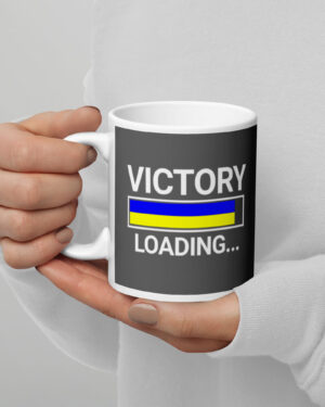 Victory Loading White glossy mug